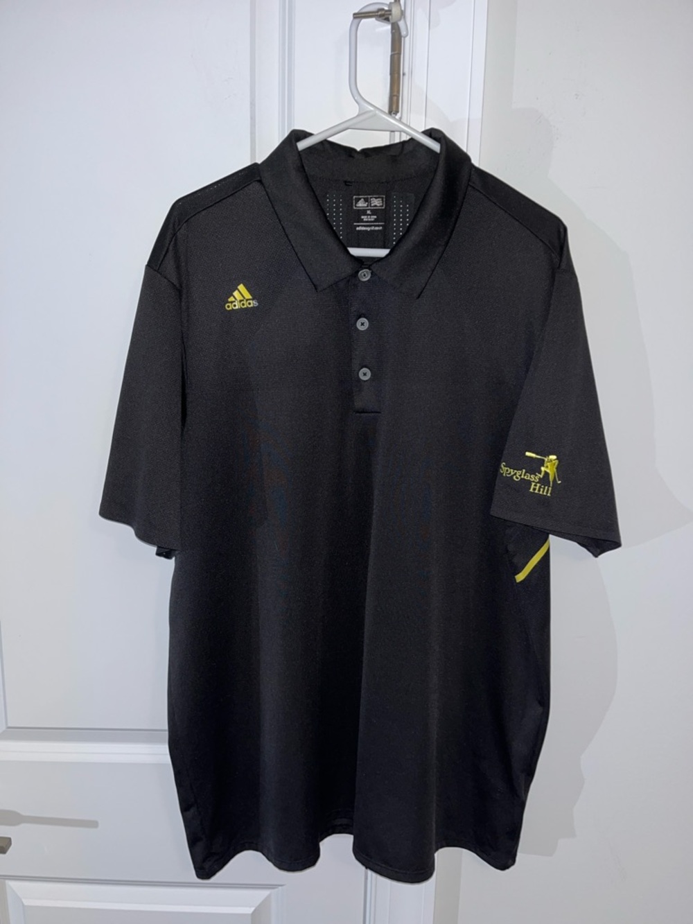Black Gold Yellow Adidas Adizero Golf Spyglass Hill Polo Shirt XL Pebble Beach